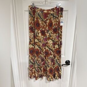 Jessica Simpson Women's XL Tiered Boho Maxi Skirt Beige Multi Floral NWT
